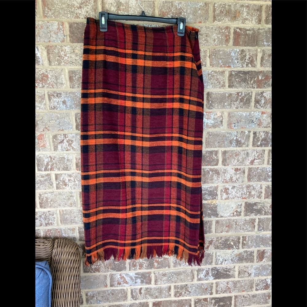 KL Collection by Kathy Landau vintage maxi shirt fringe slit size large